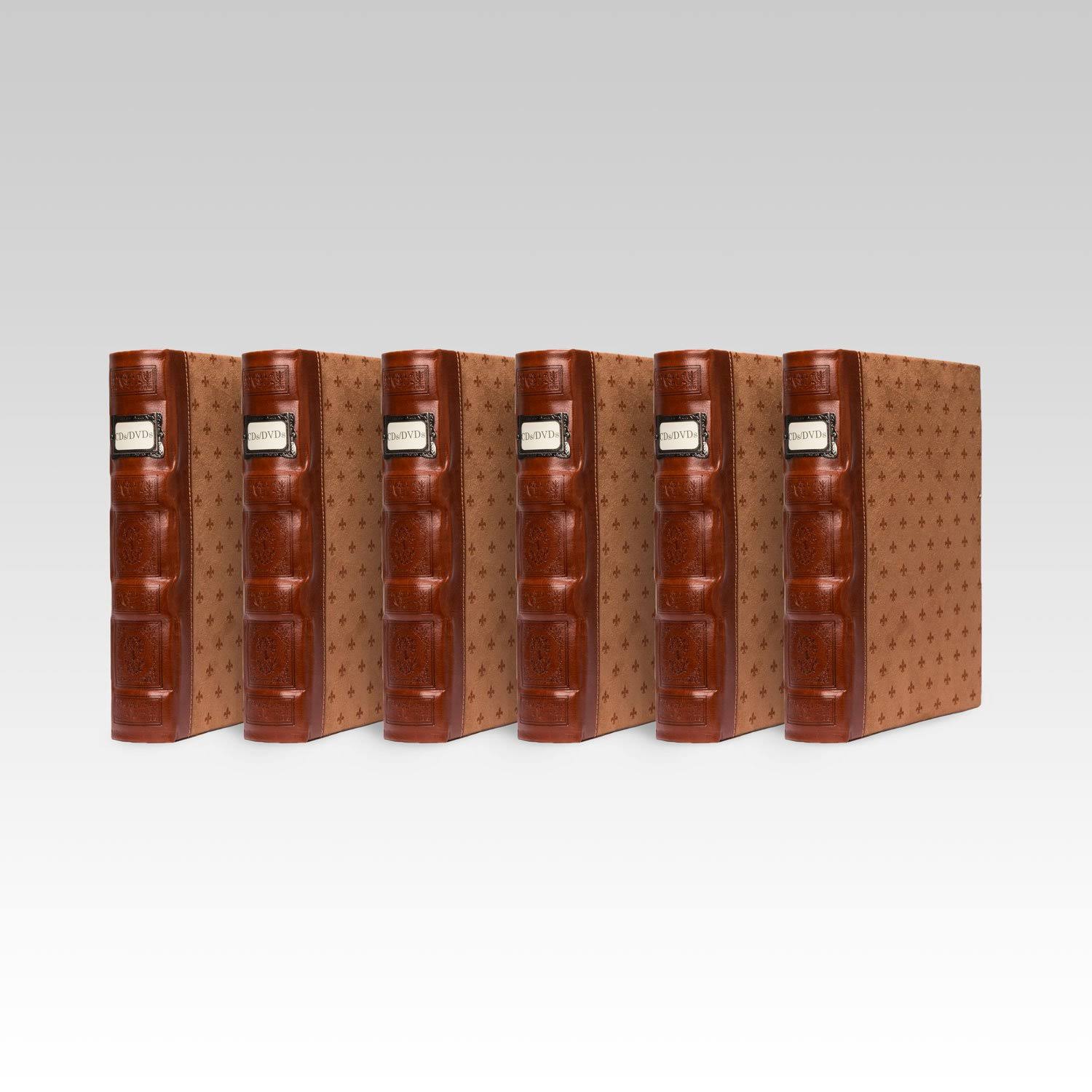 Bellagio-italia Tuscany CD/DVD Storage Binder- Cognac 6-Pack