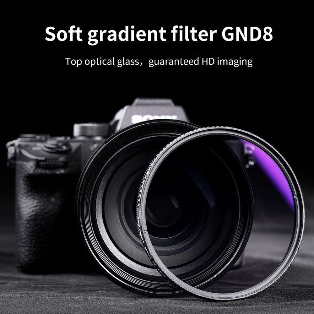 K&F Concept 82mm HD Soft GND8 Lens Filter, 3 Stop (0.9) Soft Graduated Neutral Density Filter with Waterproof/Scratch Resistant/Anti-reflectivity Blue Coating for Camera Lens Pack of 2