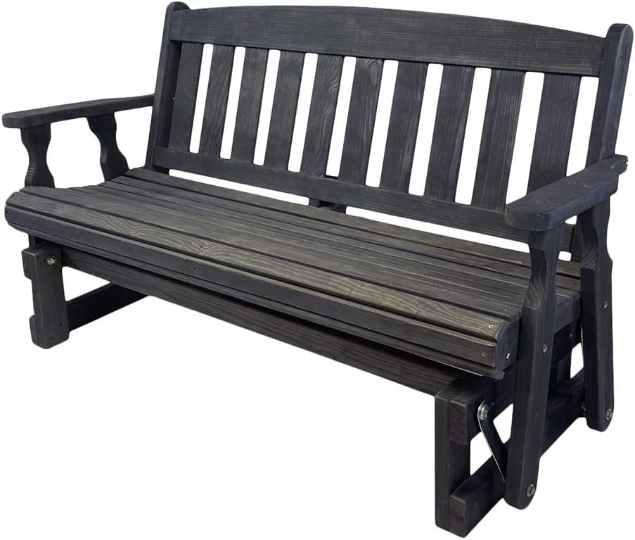 Amish OUTLET STORE Heavy Duty 800 Lb Mission Pressure Treated Porch Glider (5 Foot, Semi-Solid Black Stain)