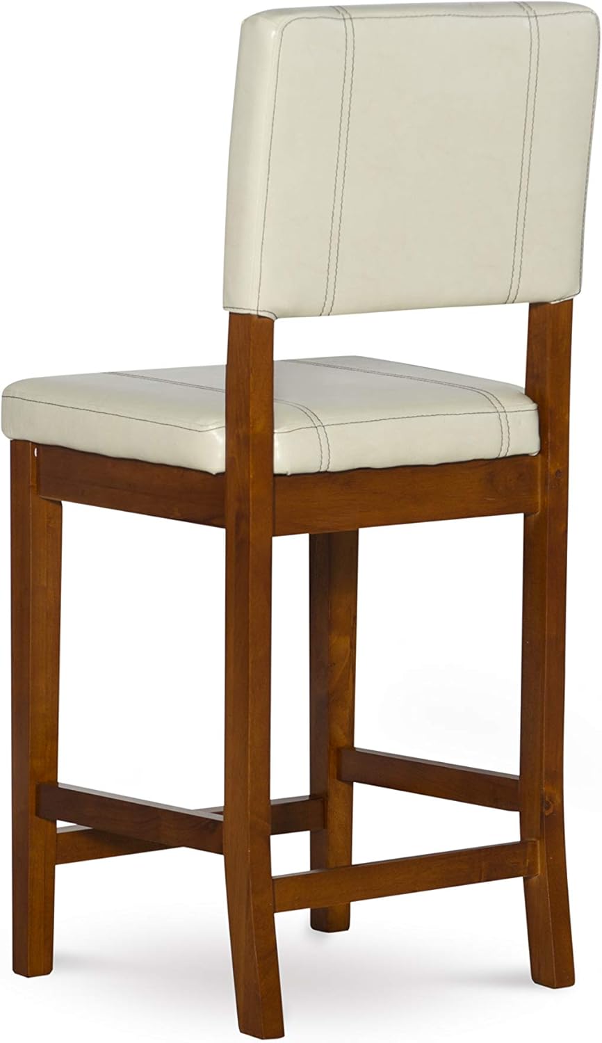 Linon 0210CRM01U Milano Counter Stool, 18”W x 19”Dx 38”H, Medium Cream/Dark Walnut Pack of 2