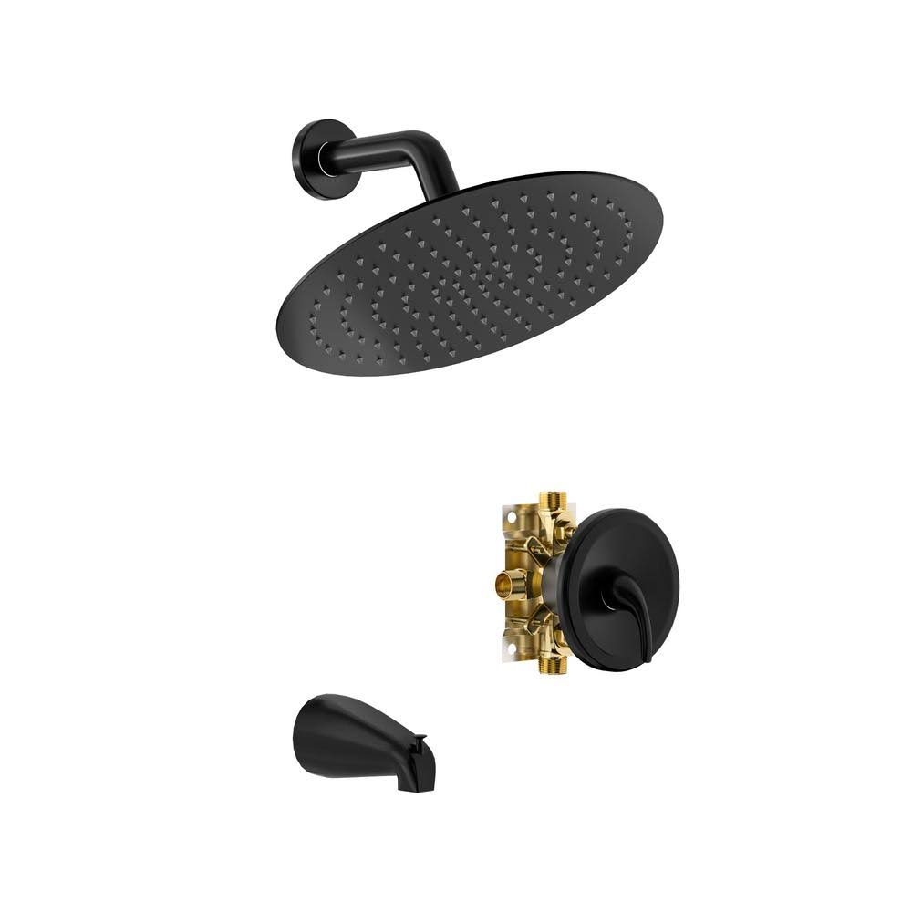 Miscool Norwood Waterfall Single-Handle 1-Spray High Pressure Rain Mixer Shower Faucet in Matte Black(Valve Included)