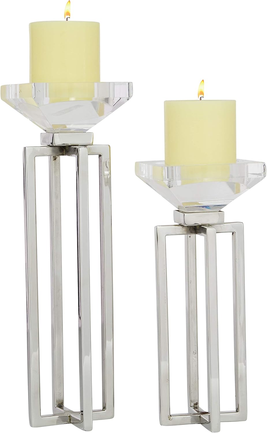 Deco 79 Candle Holder, White Pack of 2