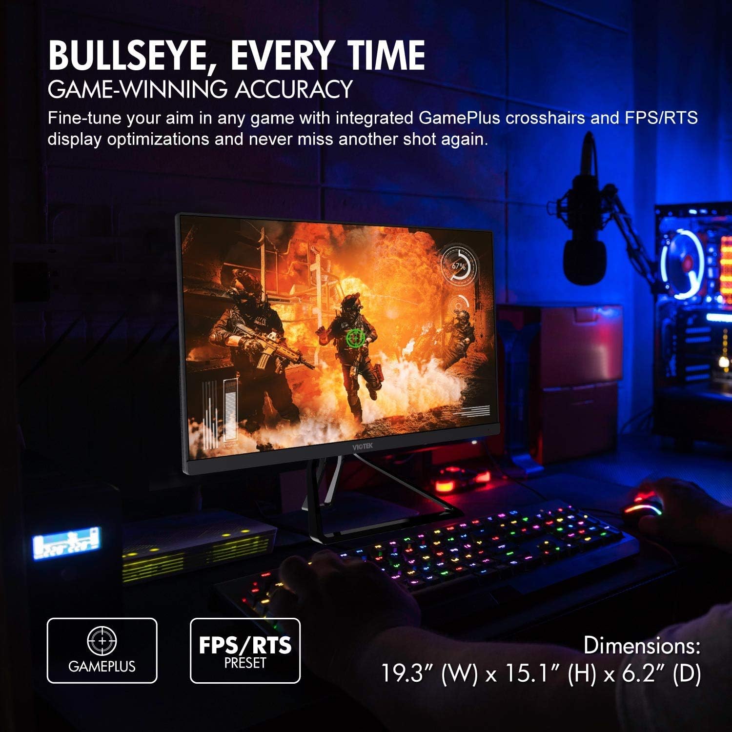 VIOTEK GFV22CB Ultra-Compact 22-Inch 144Hz Gaming Monitor | 1080P Full-HD 5ms | G-Sync-Compatible FreeSync FPS/RTS | 2X HDMI 3.5mm DP | Zero-Tolerance Dead Pixel Policy (VESA)