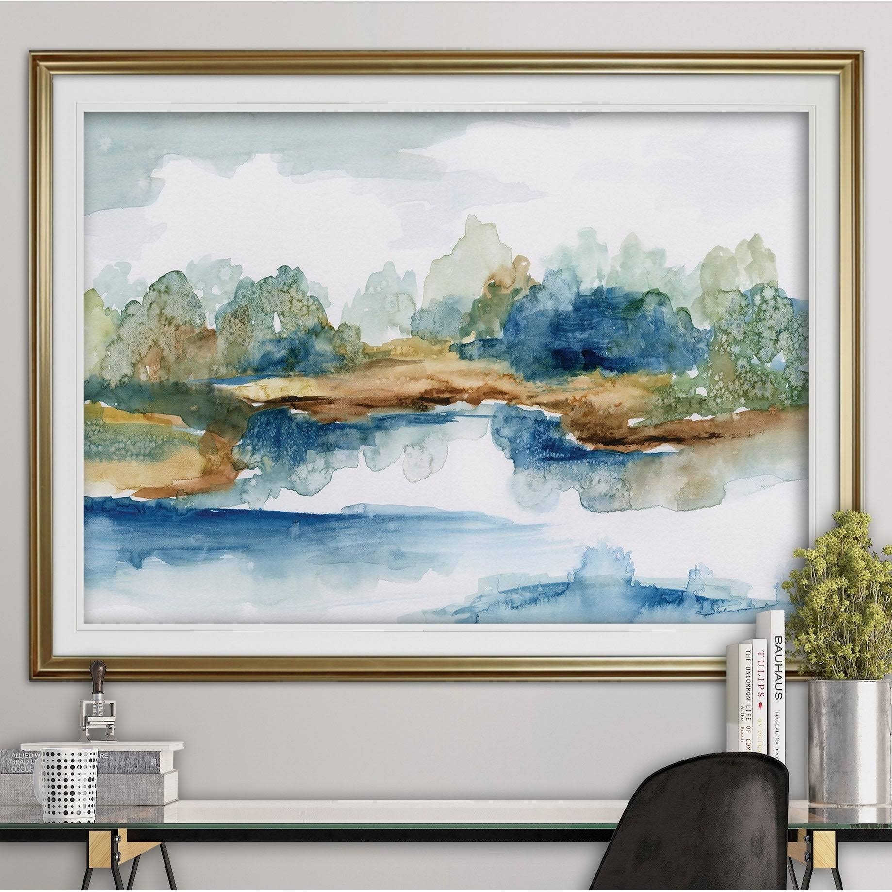 Blue Serenity-Premium Framed Print - Grey, Yellow, Blue, Green, White, Black, Red, Wexford Home