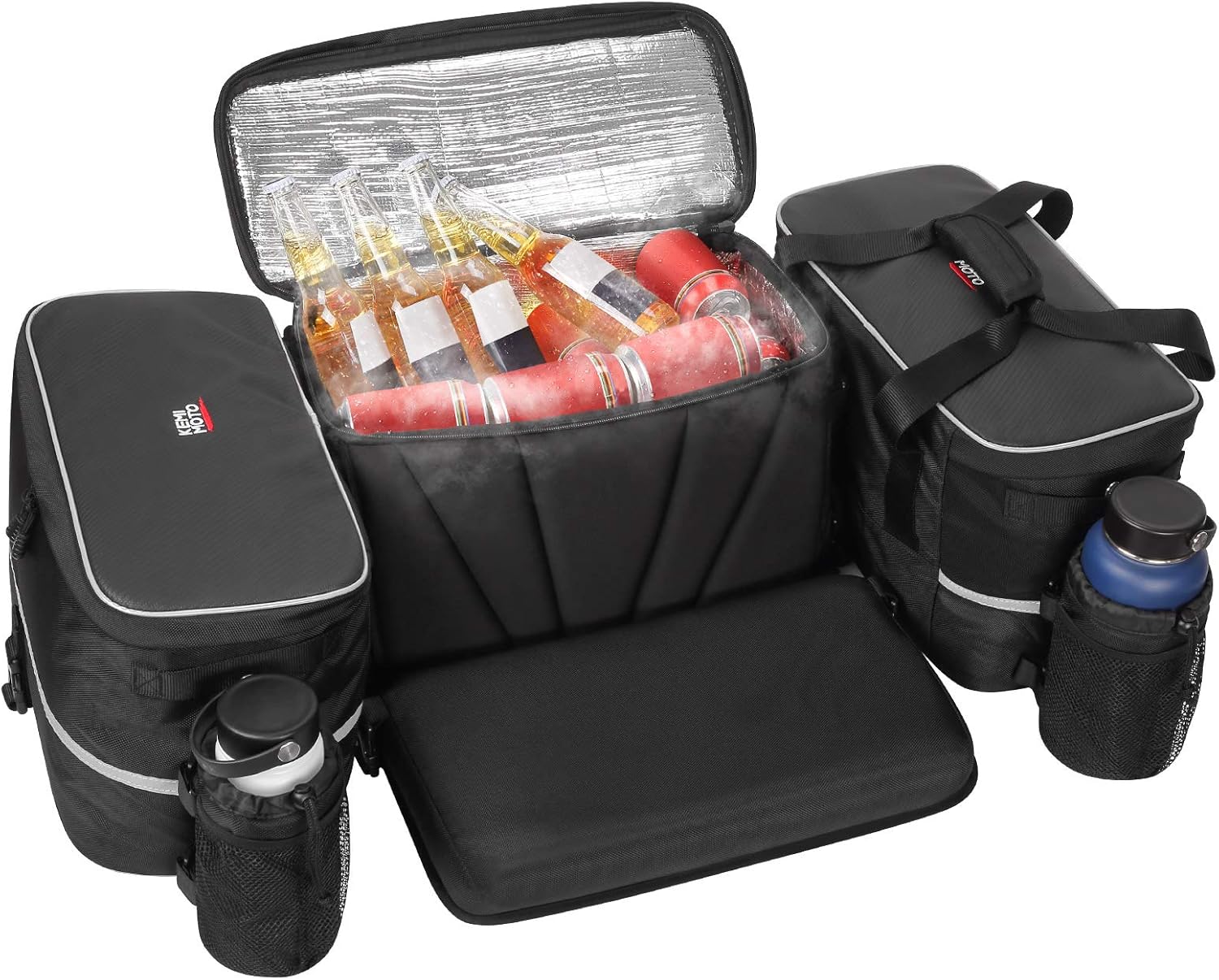 ATV Seat Bag with Cooler, kemimoto ATV Storage Bags w/Cushion, Water-Resistant ATV Gear Bag Reflective Strips, Four Wheeler Rack Bag Accessories Compatible with Polaris Sportsman Rancher Grizzly