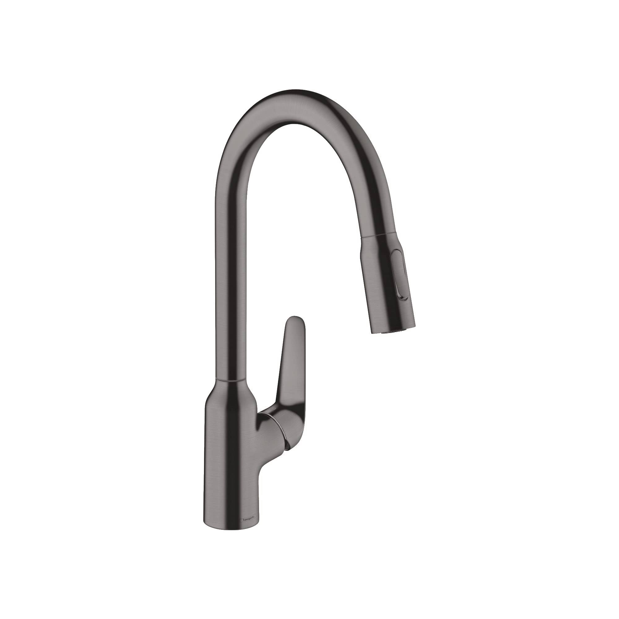 Hansgrohe 71800341 Pull Down Single Handle Kitchen Faucet Finish: Brushed Black Chrome