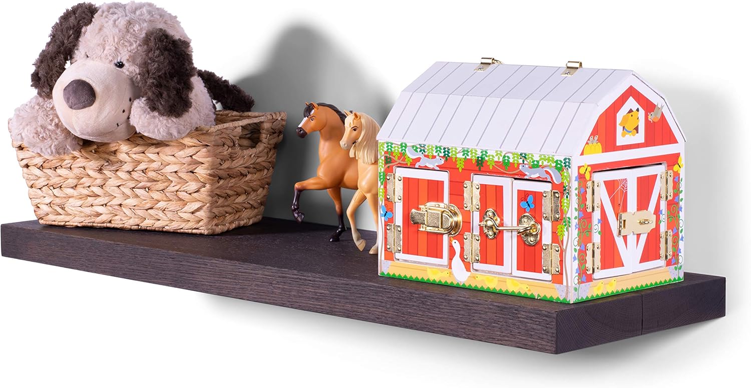 DAKODA LOVE Floating Shelves | Solid Oak | Premium Craftsman Quality | Heavy Duty Hidden Bracket | 200+ Pound Weight Capacity (Brown Oak, 36