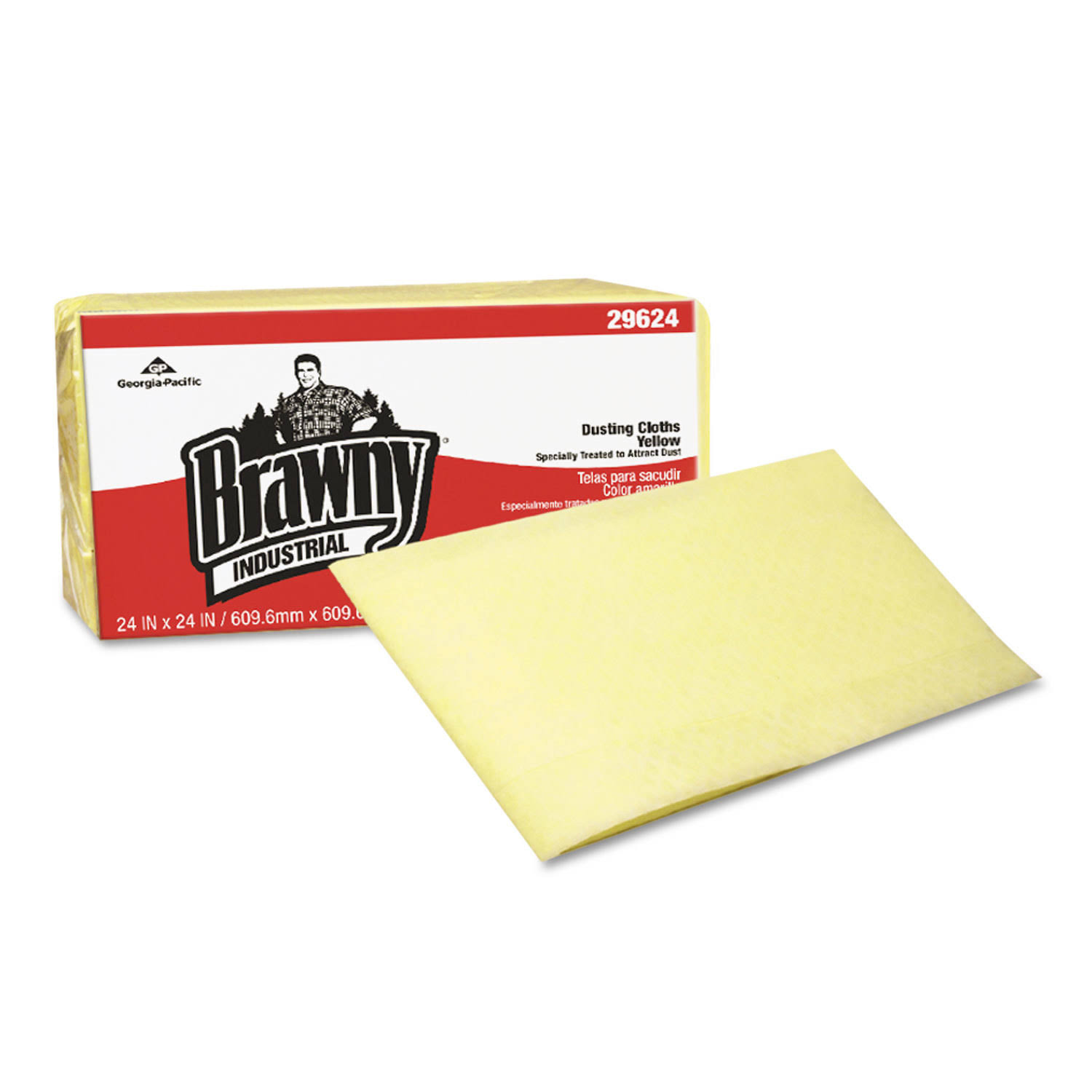 Georgia Pacific Brawny Industrial Dusting Cloths, Quarterfold, 24x24, Yellow, 50/pk, 4