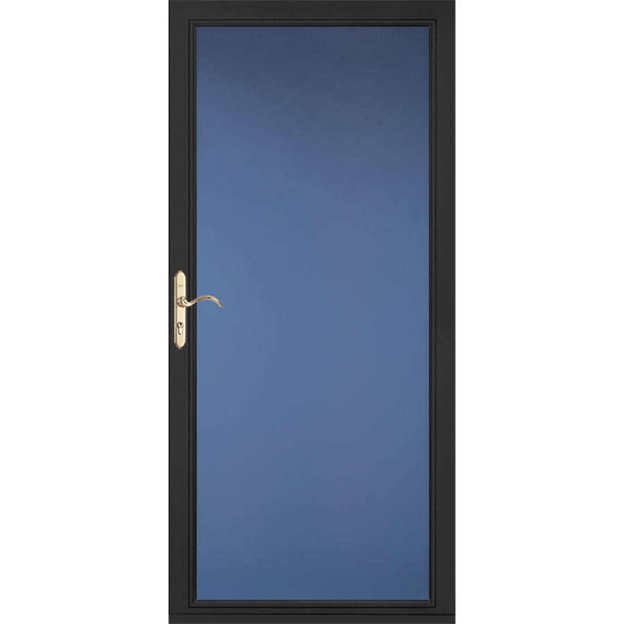Pella Select Low-E 36-in x 81-in Black Full-view Universal Reversible Aluminum Storm Door | 6000LE05207