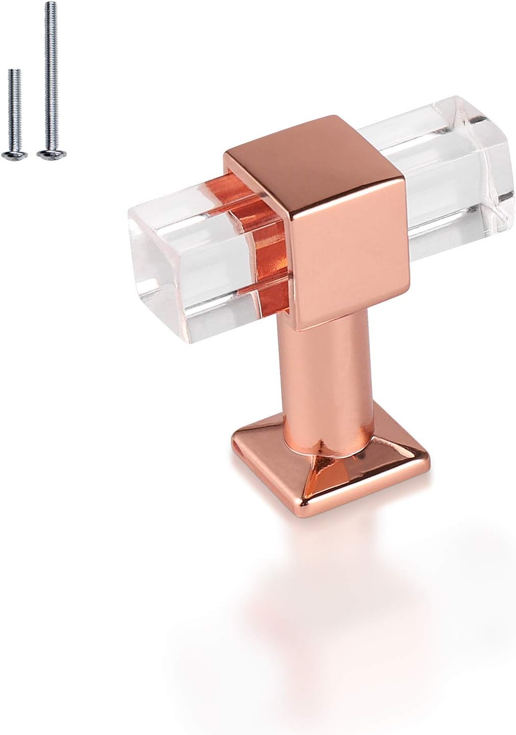 Mengico 25 Pack Rose Gold Cabinet Knobs Kitchen Cabinet Pulls Lucite Drawer Pull Crystal Cabinet Handle Pack of 2