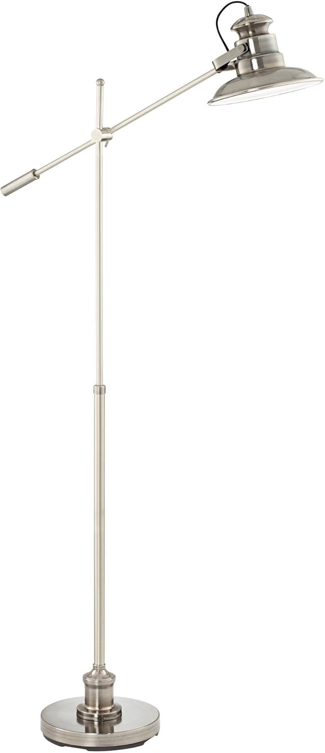 Admiral Contemporary Modern Industrial Adjustable Pharmacy Lamp Floor Standing Satin Nickel Boom Arm Bright Lighting for Living Room Task Reading House Bedroom Home Office - 360 Lighting