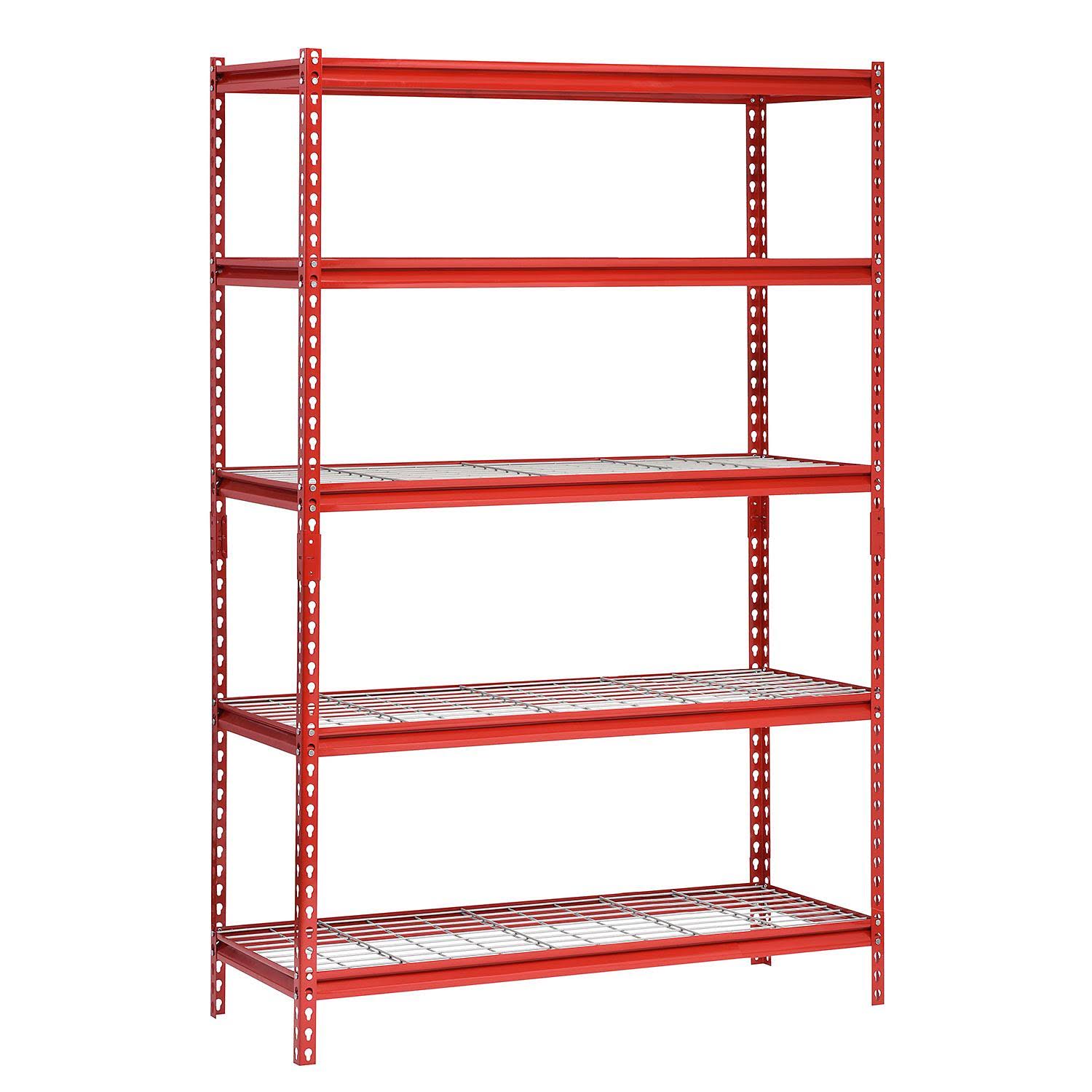 Muscle Rack UR482472WD5-R 5-Shelf Steel Shelving Unit 48x22 Width x 72x22 Height x 24x22 Length Red