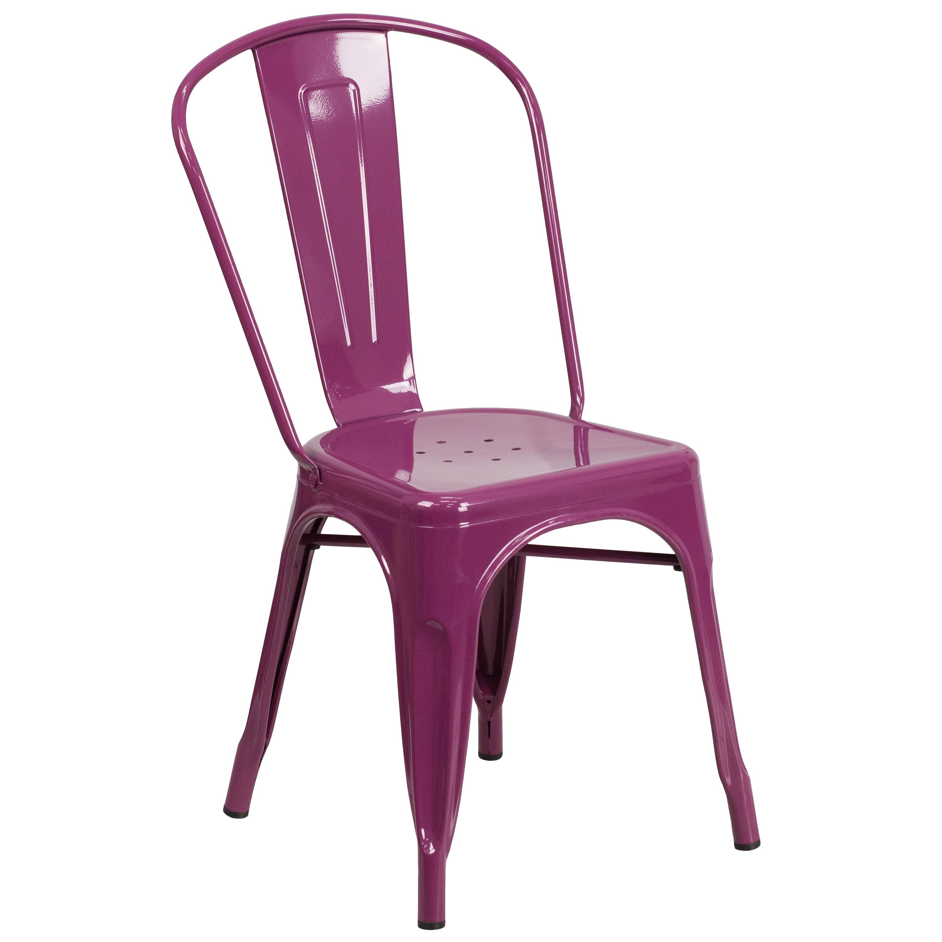 Metal Indoor/ Outdoor Stackable Chair - Purple