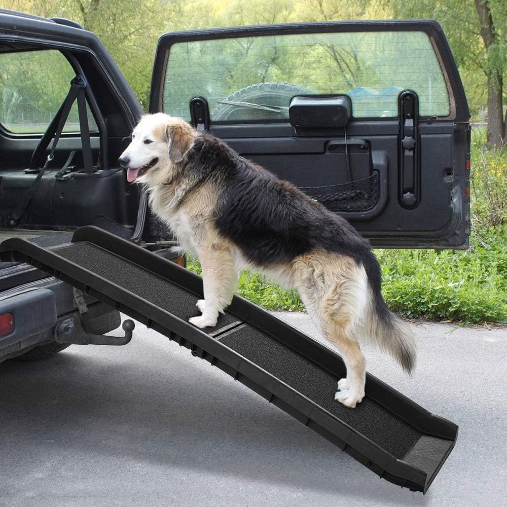 COZIWOW 62”L Heavy Duty Portable Folding Dog Ramps for Large Dogs SUV, Truck Car Ramp Stairs Step Ladder for Pet, Non-Slip Design for Pool Boat Pack of 2