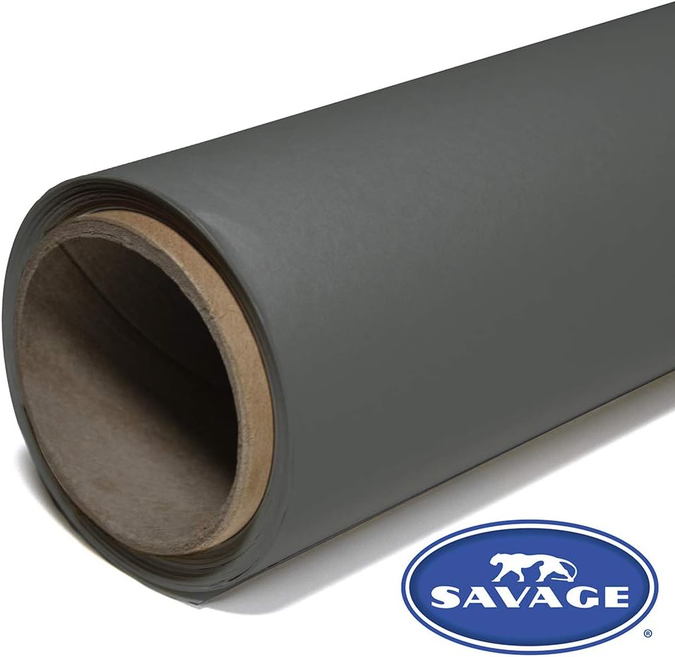 Savage Seamless Paper Photography Backdrop - #27 Thunder Gray (86 in x 18 ft) for YouTube Videos, Live Streaming, Interviews and Portraits - Made in USA Pack of 2