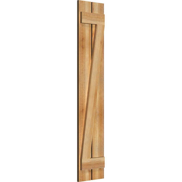 Ekena Millwork RBS06Z11X055RWR 11 1/4x22W x 55x22H TimberCraft Two 5 3/8x22 Boards Spaced Board-n-Batten Shutters w/Z-Bar, Rough