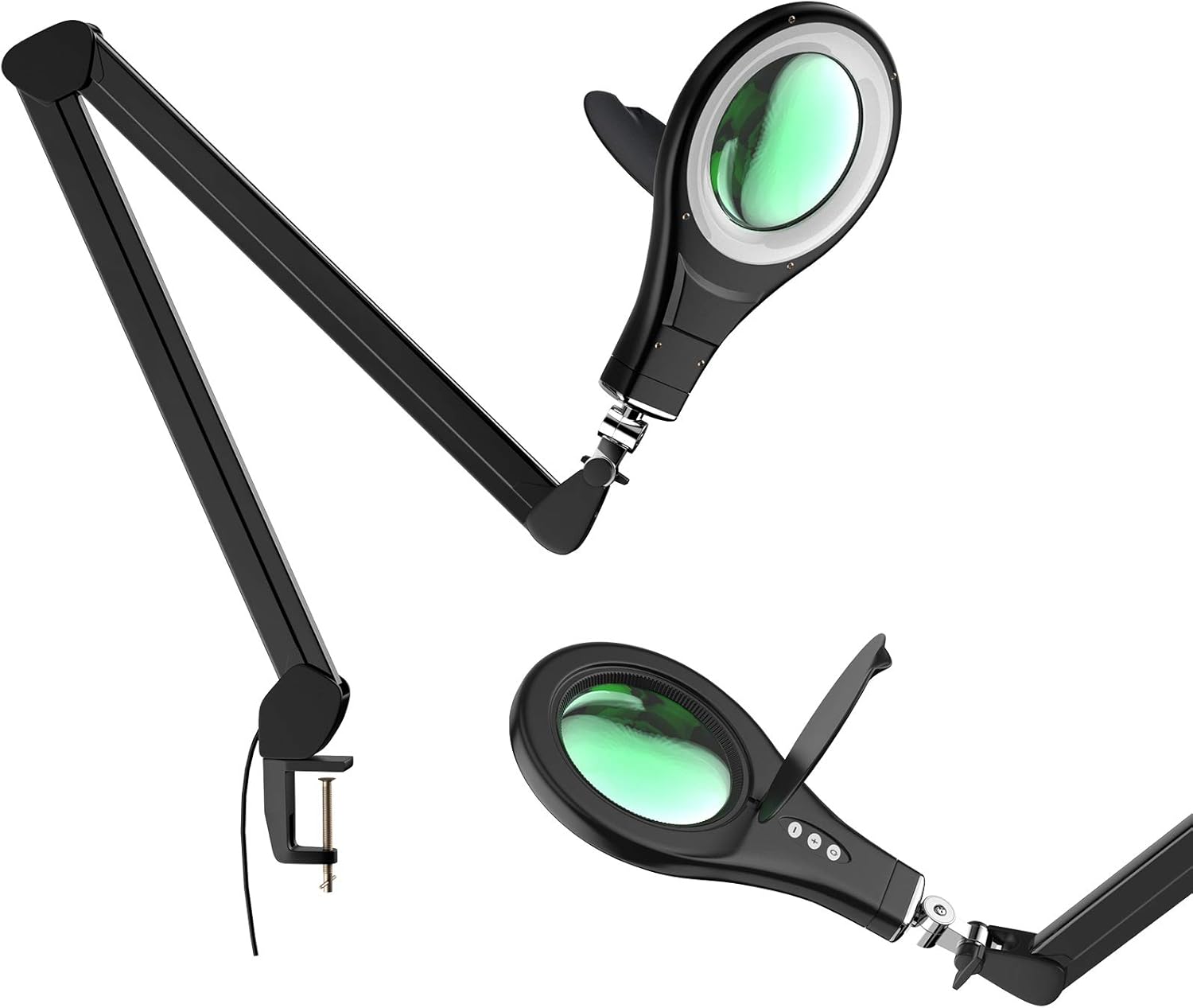 Tangkula 2.25X Magnifying Glass Lamp, Magnifier Glass Desk Lamp with a Small 12D Lens, 5&rsquo;&rsquo; Diameter Glass Lens, Adjustable Arms Desk Lamps Perfect for Professional Tasks Crafts (Black)