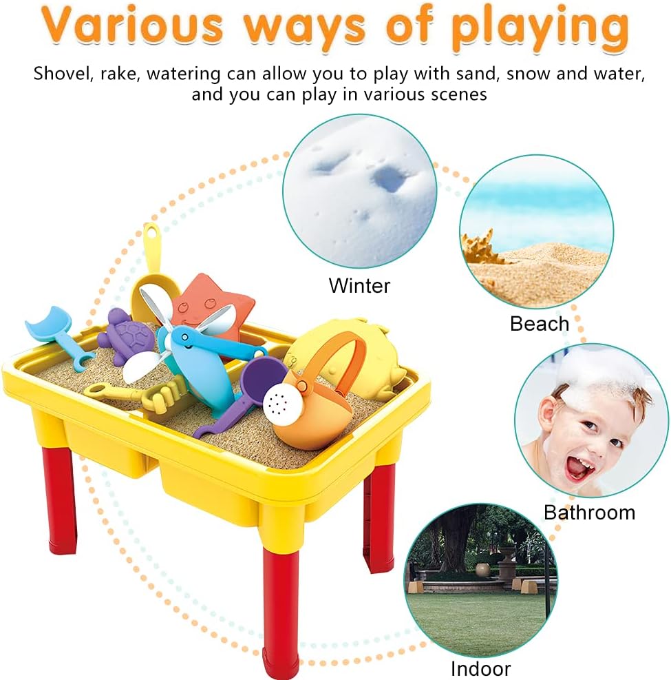 Kids Sand and Water Table - Beach Play Activity Table Sandbox with Cover for Toddlers Pack of 2