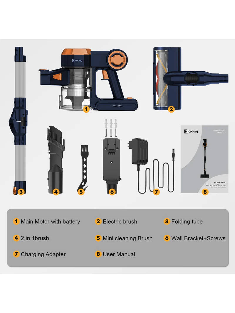 EV-6803 25Kpa Brushless Motor Stick Cordless Vacuum Cleaner with LED Smart Induction auto-adjustment - Ajnaraintegrity