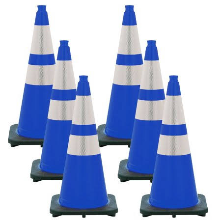 Mr. Chain 97578-6 Traffic Blue JBC Traffic Cones Reflective 6 Pack