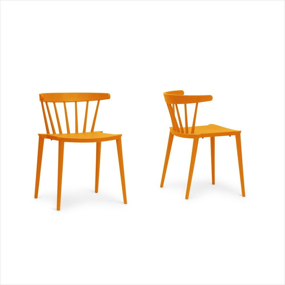 Baxton Studio Finchum Stackable Dining Chair in Orange (Set of 2)