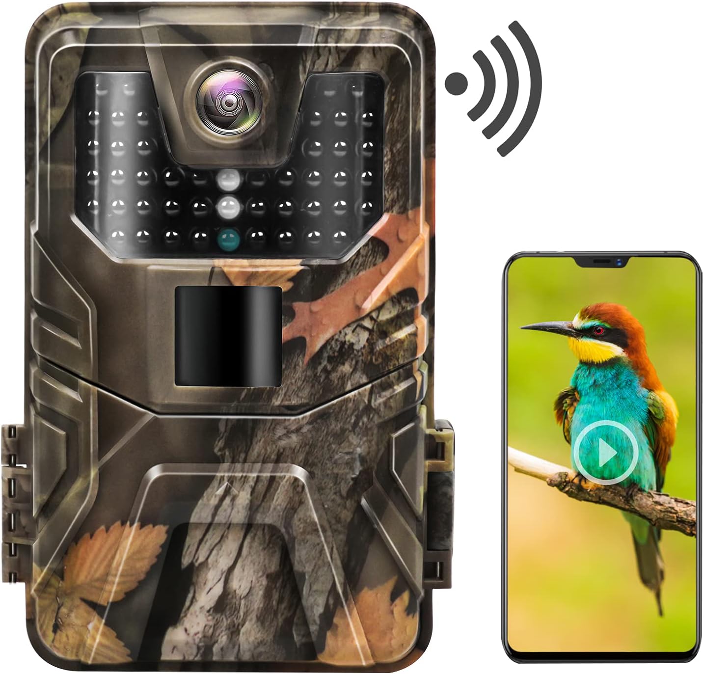 Kainuoa WiFi Trail Camera 4K 30MP H.265,Hunting Camera with HD Night Vision,0.2s Motion Activated 120° Detection,Game Camera Waterproof IP66,940nm No Glow,64GB SD Card Included, APP Control
