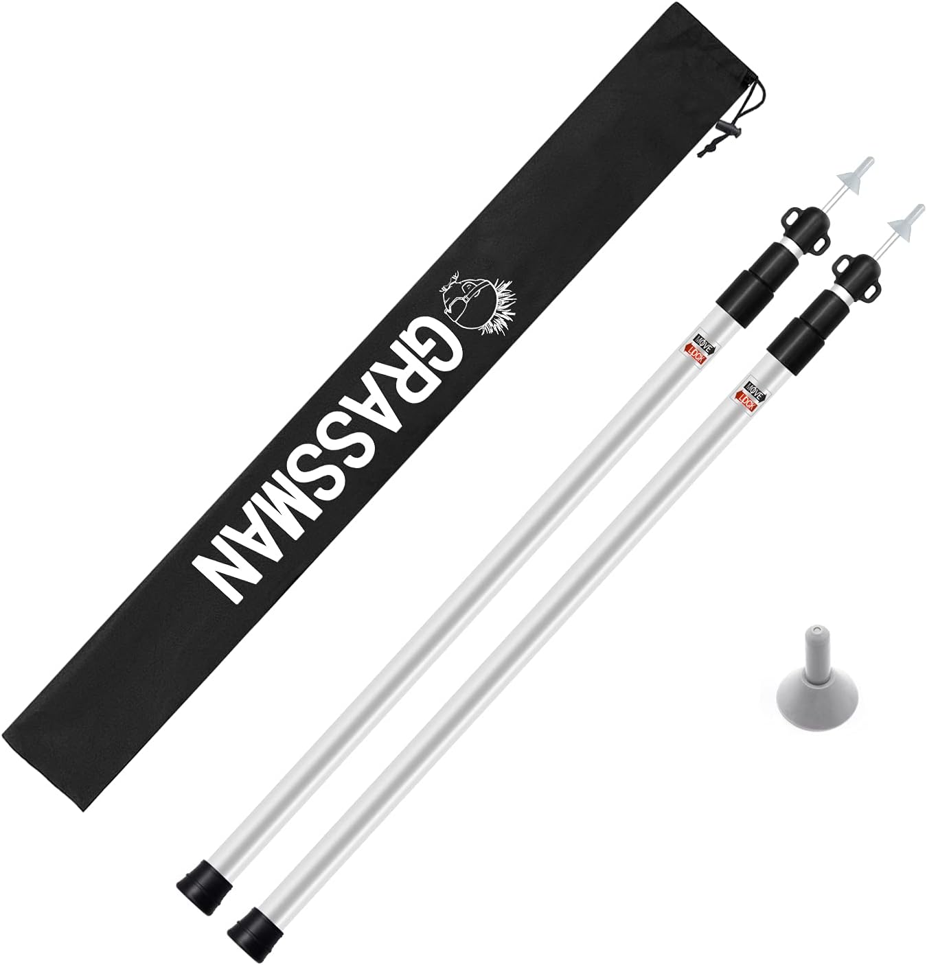 Grassman Tarp Poles, Adjustable Aluminum 7.5&rsquo;/8.2&rsquo; Tent Poles, Portable and Lightweight Shelter Poles for Camping, Hiking, Backpacking, Awnings, Car Canopy