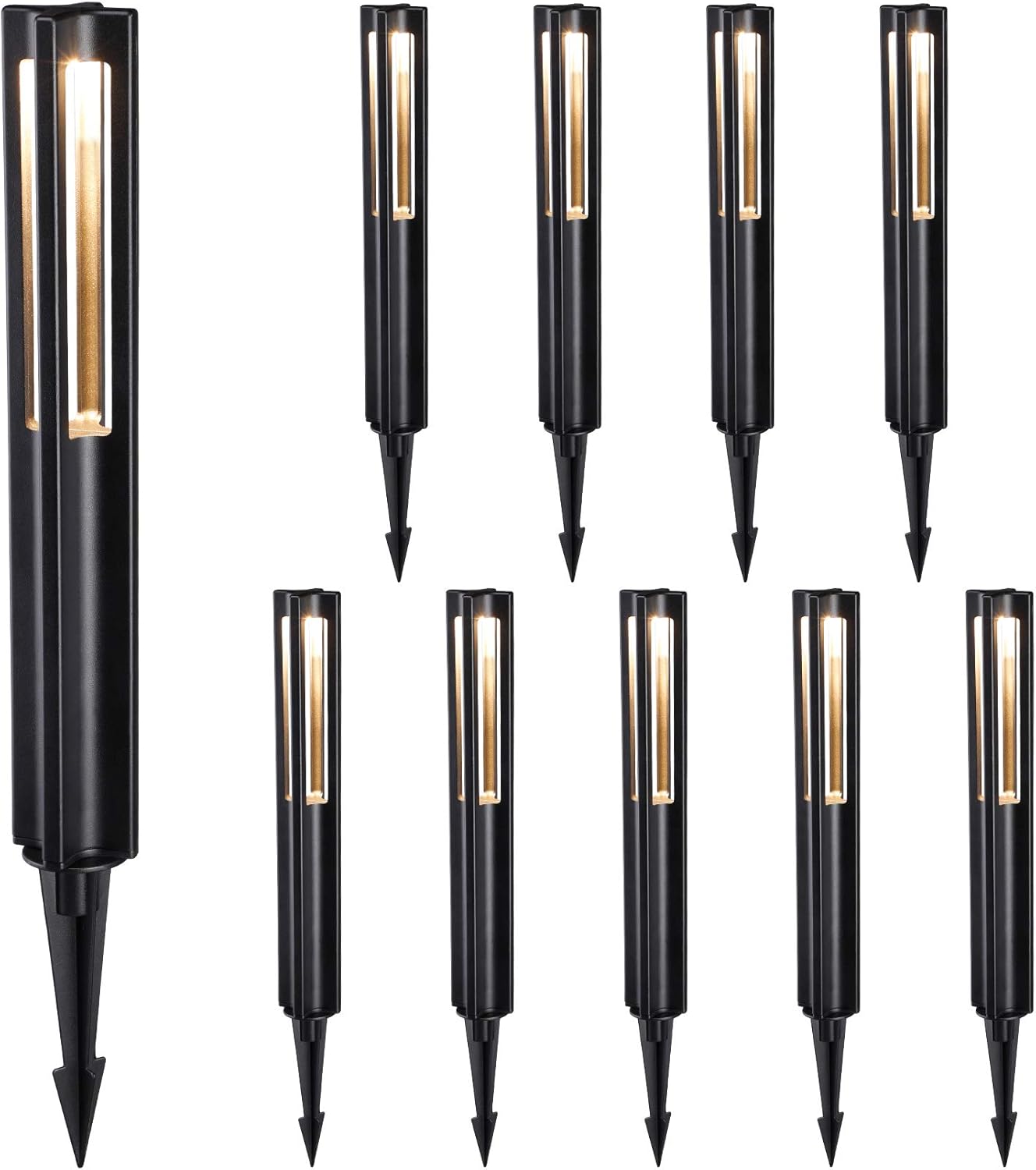 LEONLITE 10-Pack 12V Landscape Pathway Lights, 3W Path Lighting Low Voltage for Yard Lawn, IP65 Waterproof, Die-Cast Aluminum, 3000K Warm White, 50,000 Hours Lifespan