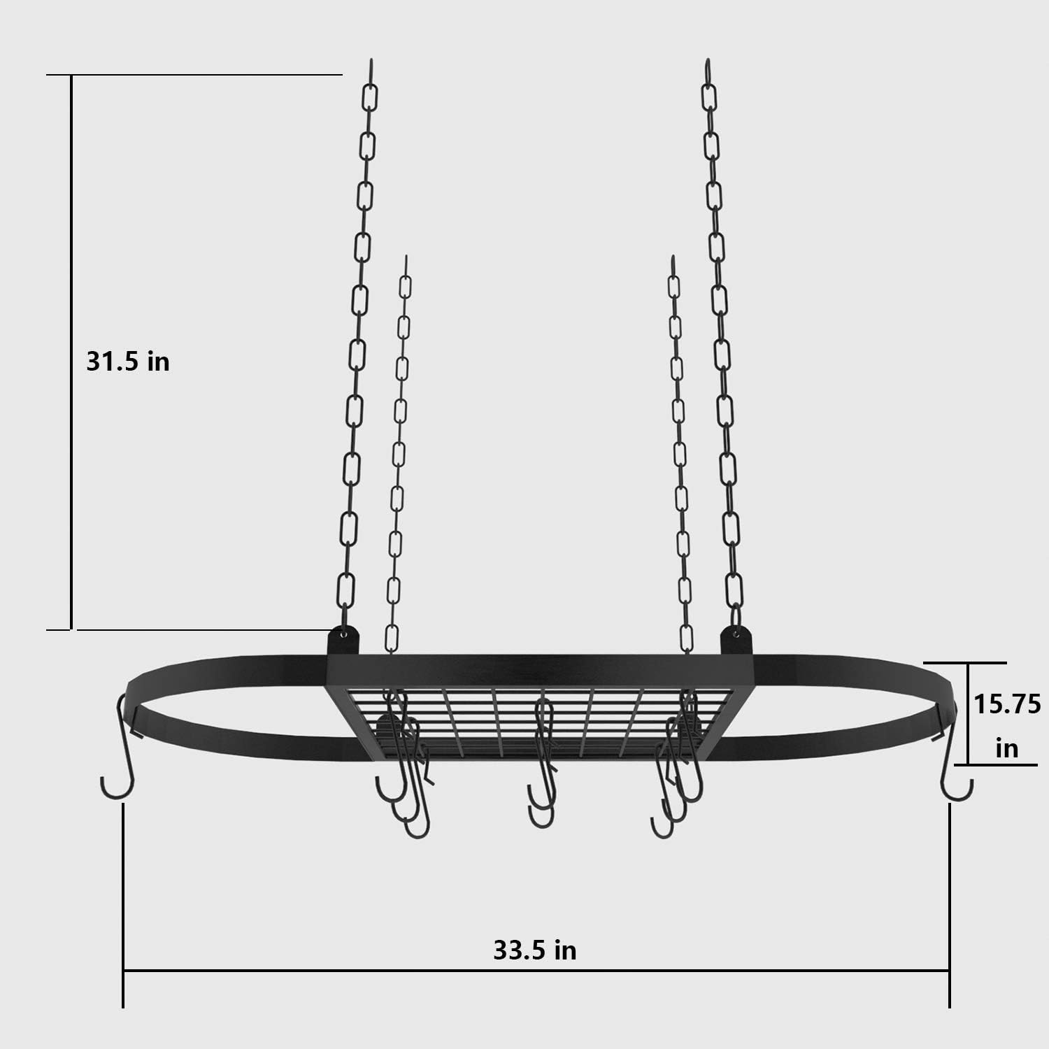ceiling Pot Racks,hanging pan rack kitchen hanging pan rack,pots and pan holder(33.515.75in）… Pack of 2