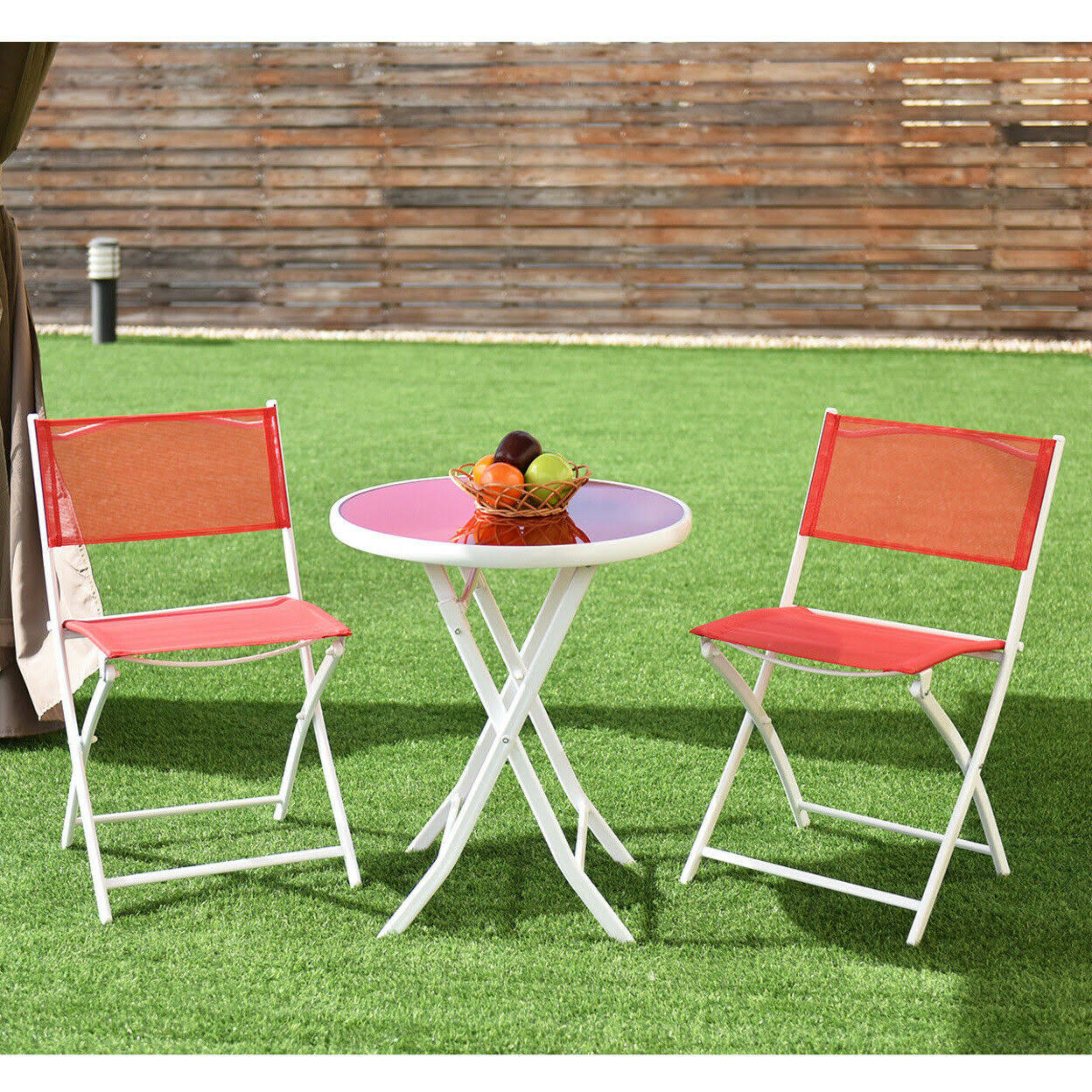 Costway 3 Piece Folding Bistro Garden Backyard Patio Furniture Table Chairs Set