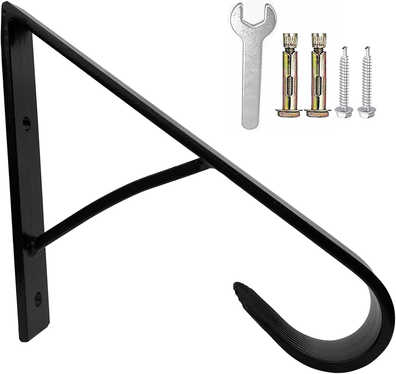 ATYOUK Black Single Post Handrail Wrought Iron Post Mount Step Grab Supports with Base Plate Fits 1 or 2 Steps Grab Rail Single Post Railing Pack of 2
