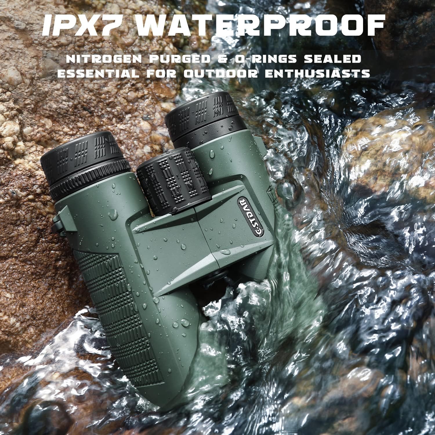 C-STDAR Binoculars for Adults, 10x42 High Power Compact Binoculars for Bird Watching, with BAK4 Prism & FMC Lens, Waterproof & Low Light Night Vision, Perfect for Hunting, Concerts and Outdoor Sports