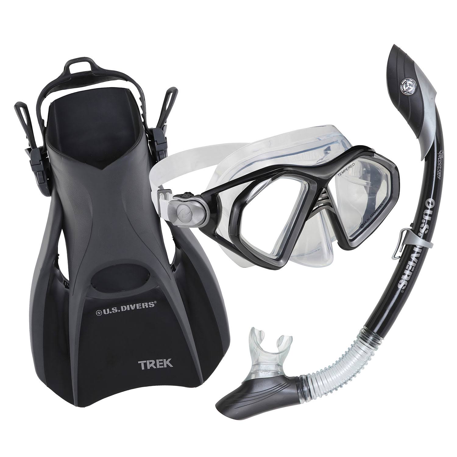 U.S. Divers Admiral/island Dry/trek Snorkel Set - Black/Silver