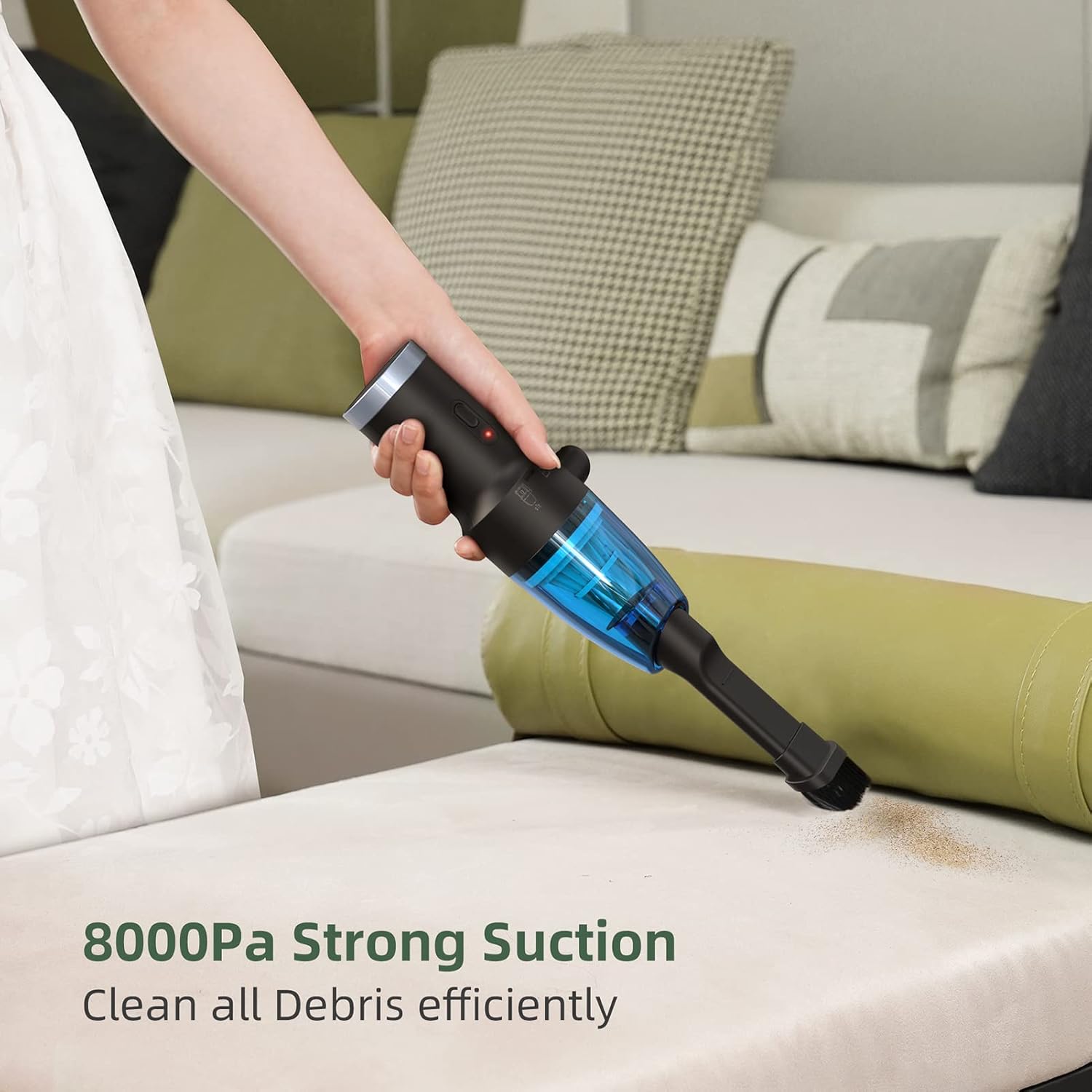 Compressed Air Duster Plus Car Vacuum, 60,000 RPM Electric Air Can for Computer Keyboard Electronics Cleaning, 6000mAh Reusable Debris Destroyer for Office, Car, Room Corner Pack of 2