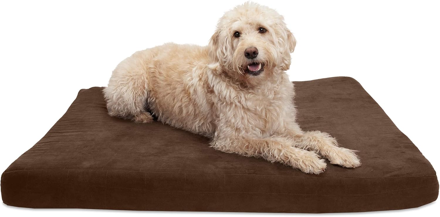 Furhaven Pet Bed for Dogs and Cats - Quilted Suede Mattress Memory Foam Dog Bed, Removable Machine Washable Cover - Espresso, Jumbo (X-Large)