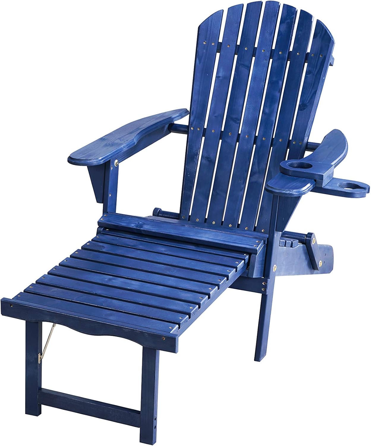 W Home SW2005NV Built-in Ottoman Adirondack Chaise Lounge Chair, Navy Blue