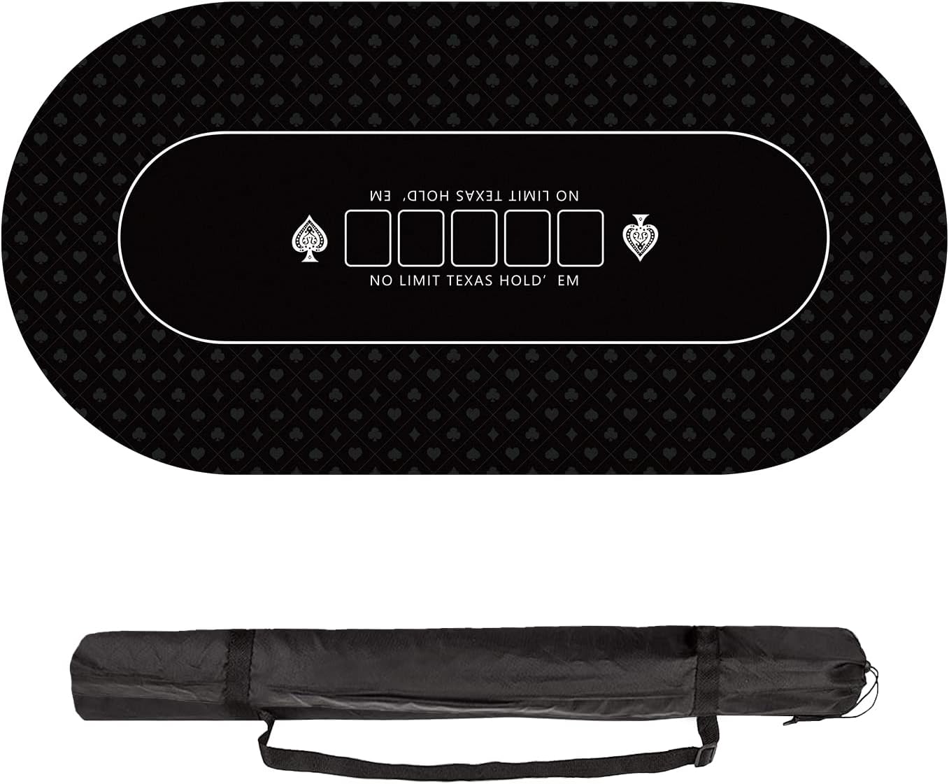 70 x 35 Inch Poker Mat, 10 Players Texas Hold'em Poker Rubber Mat Poker Topper for Tables, Folding Portable Poker Table Top Layout w/Carrying Bag for Poker Games, Blackjack, Casino