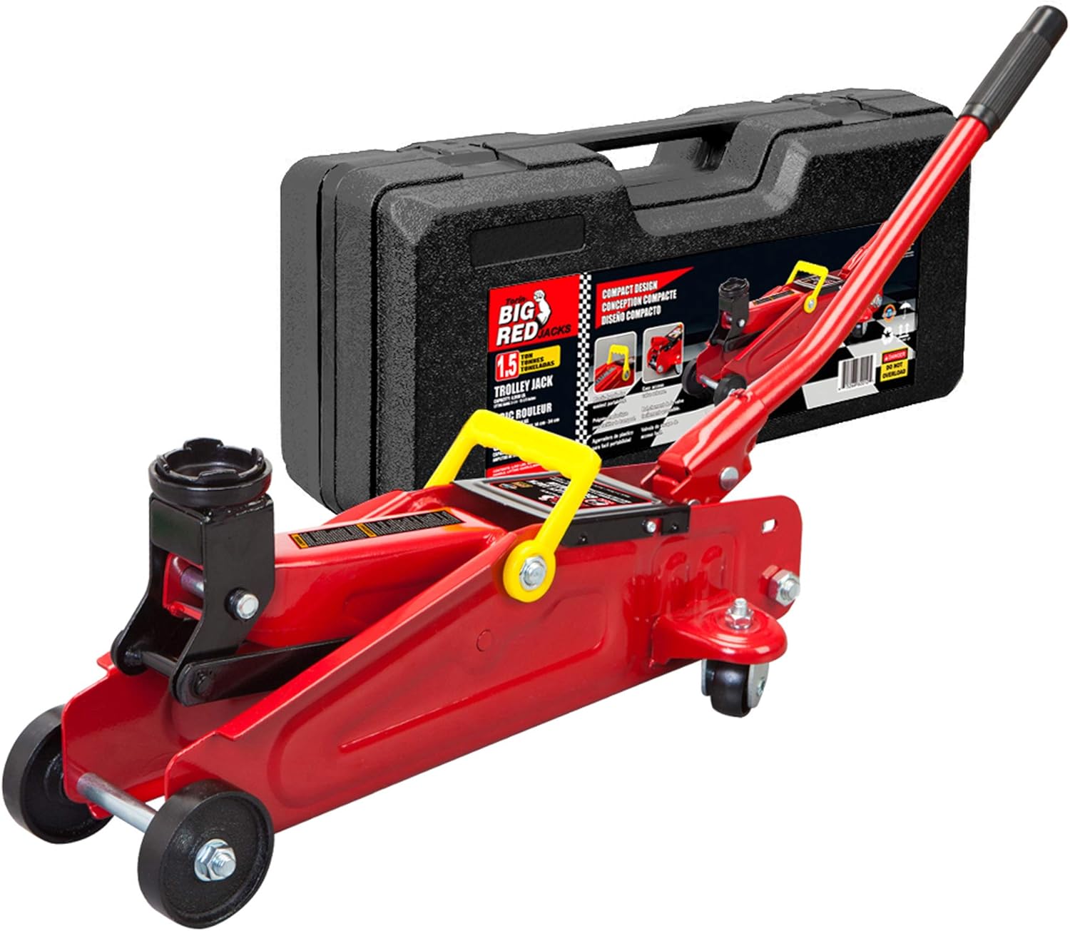 BIG RED T825013S1 Torin Hydraulic Trolley Floor Service/Floor with Blow Mold Carrying Storage Case, 2.5 Ton (5,000 lb) Capacity, Red