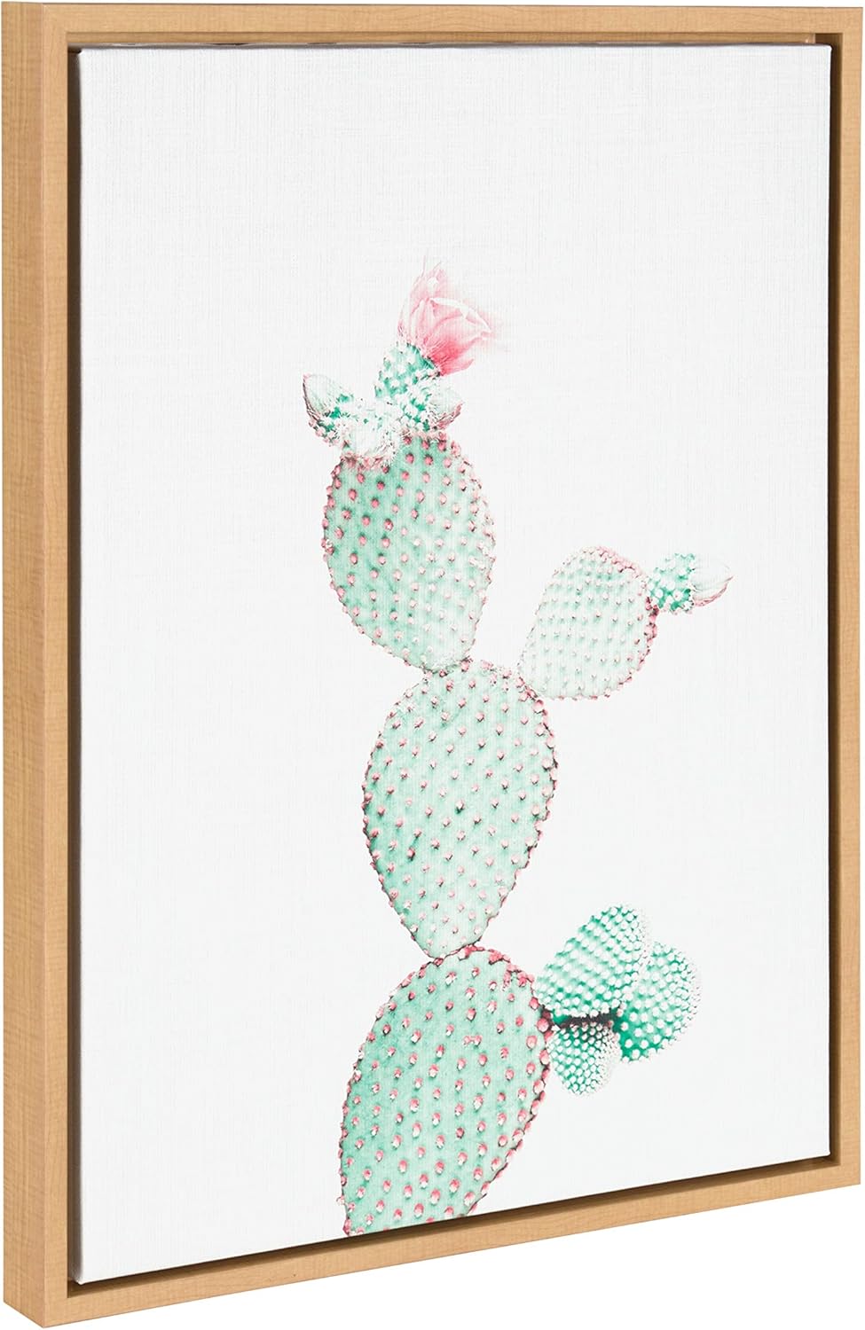 Kate and Laurel Sylvie Prickly Pear Framed Canvas by Simon Te, 18x24, Natural Pack of 2