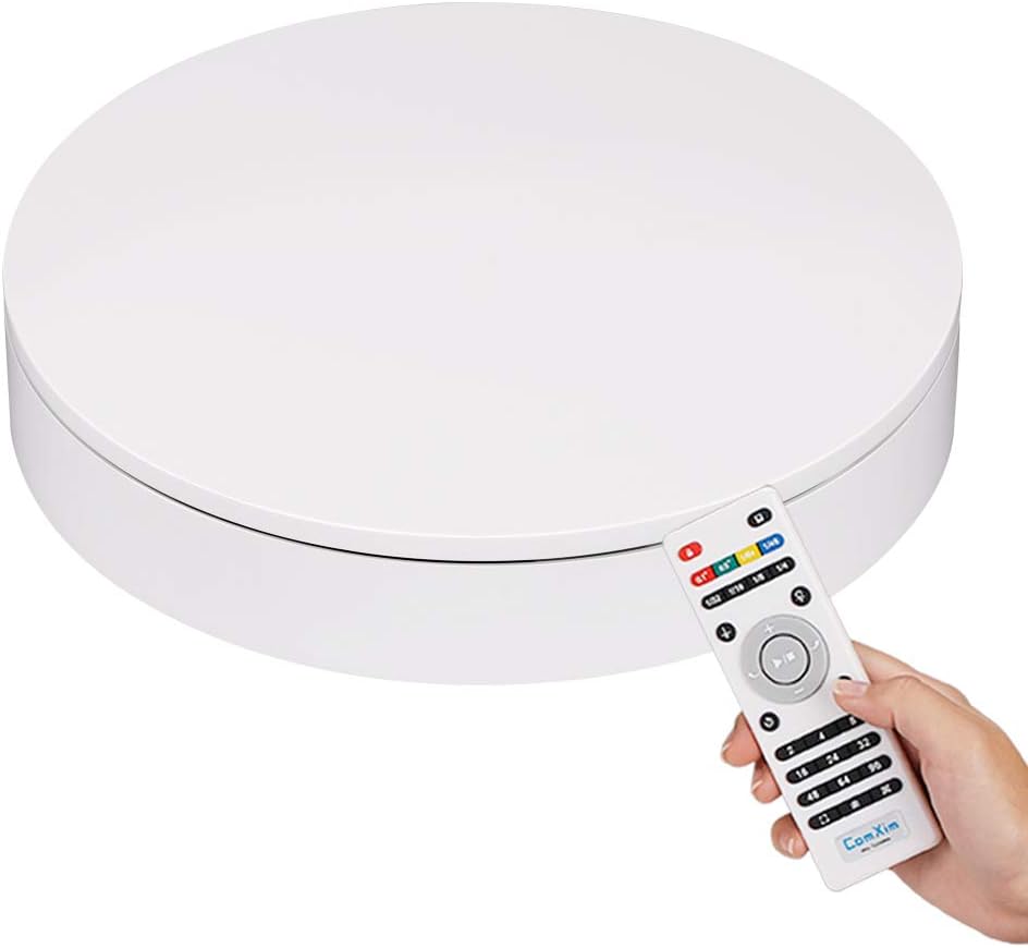 ComXim Professional 360 Degree Photography Turntable for Product Photography, 88LB Capacity, 12.6in Diameter,Automatic Remote Control Angle,Speed（24~68s ）,Direction, Various Rotation Mode