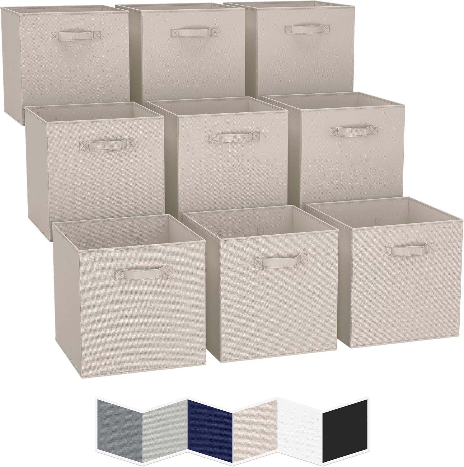 13x13 Large Storage Cubes (Set of 9). Fabric Storage Bins with Dual Handles | Cube Storage Bins for Home and Office | Foldable Cube Baskets For Shelf | Closet Organizers and Storage Box (Grey) Pack of 2