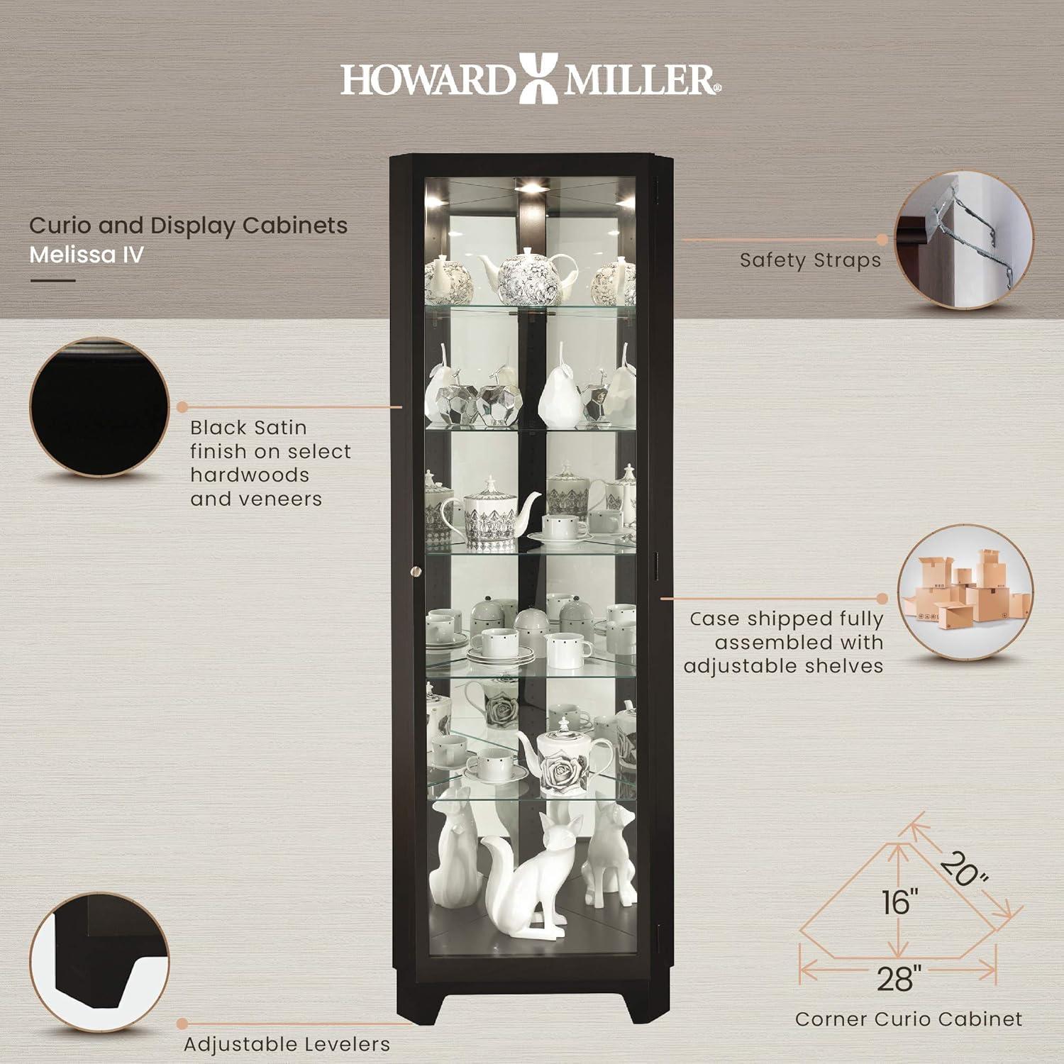 Howard Miller Curio Cabinet, Black