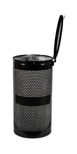 Ex-Cell Landscape Perforated Trash Receptacle W Hinged Lid