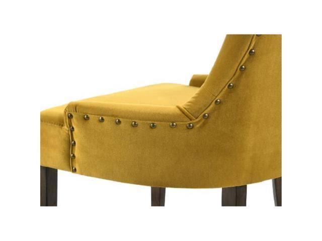 Acme Furniture Farren Side Chair, Yellow Velvet u0026 Espresso Finish