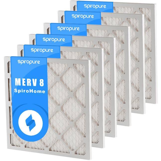 SpiroPure 20.50X21.5X1 MERV 8 Pleated Air Filters - Made in USA (6 Pack)
