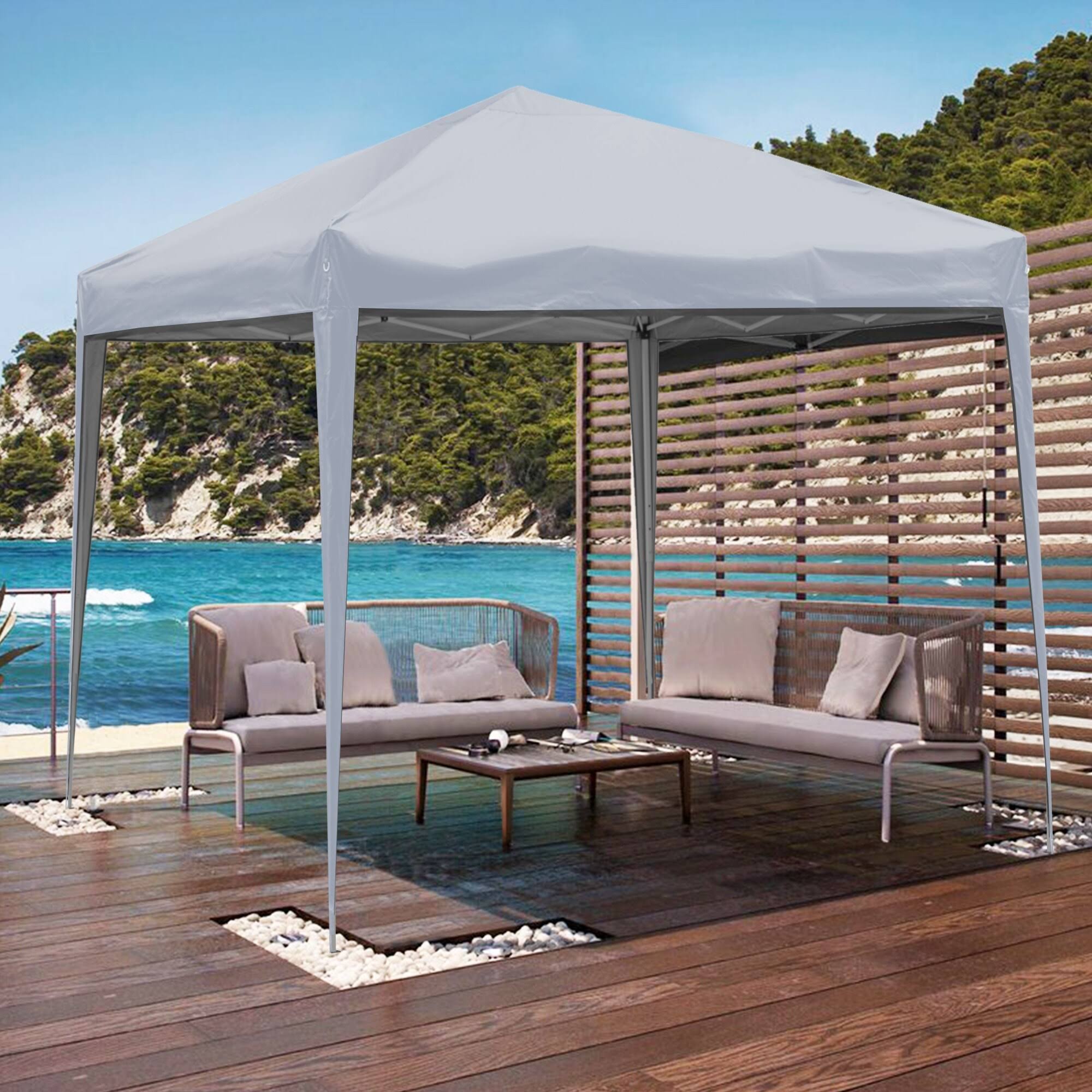 Ainfox 10 x 10 ft Pop Up Canopy Tent Gazebo Party,Gazebo,Beach,Camping,Sun Shelter,Market,Tailgate Party,Backyard - White