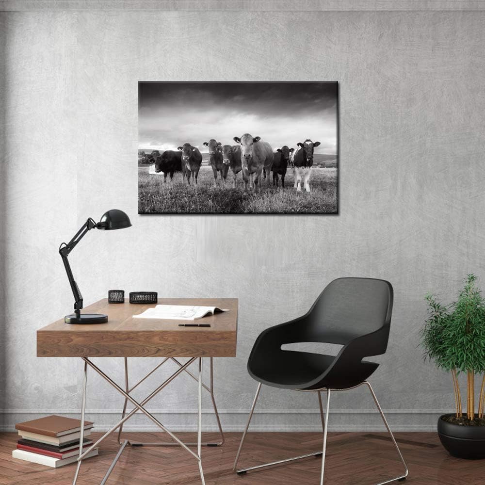 Nachi Wall Cow Canvas Wall Art Black and White Farm Animal Pictures Wall Decor for Living Room Kitchen Modern Giclee Print Artwork Gallery Canvas Wrapped Ready to Hang