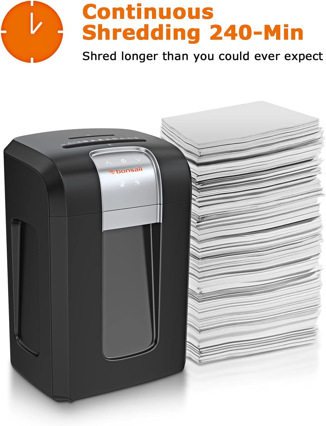 Bonsaii 240-Minute Heavy Duty Paper Shredder, 18-Sheet Cross-Cut for CDs/Credit Cards with Jam Proof System, 7.9 Gallons Pullout Wastebasket and 4 Casters, Black (3S30)