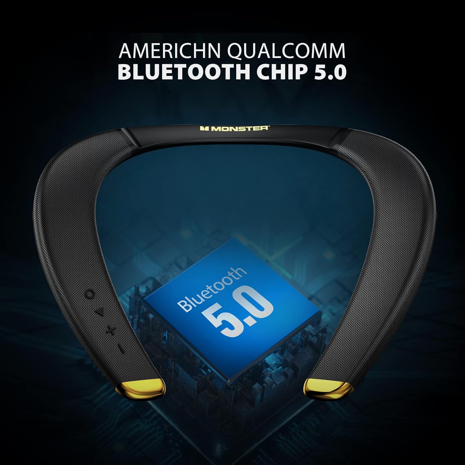 Monster Boomerang Petite Neckband Bluetooth Speakers, Wireless Wearable Speaker IPX5 Water-resistant, Bluetooth 5.0,Qualcomm Chip,True 3D Stereo Sound Around The Neck Speaker, 15H Long Playtime, Black