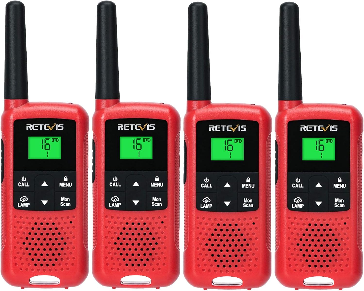 Retevis RT49B Walkie Talkie for Adults, Long Range License Free Radio, NOAA Weather Alert, USB Rechargeable, Lightweight 2 Way Radio for RV, Family Outdoor(Red, 4 Pack)